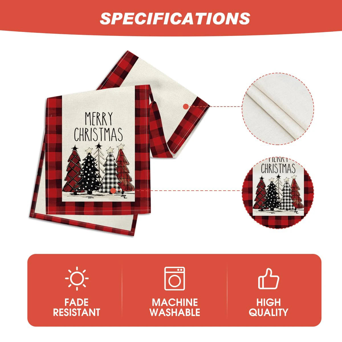 Christmas Table Runner with Santa & Snowman Design, Festive Holiday Dining Table Decor for Christmas & New Year, Cartoon Winter Table Cover for Home, Party & Celebration