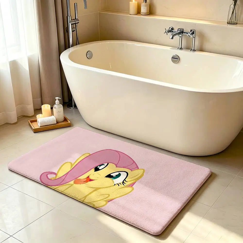 My Little Pony Kawaii Anime Rug, Cute Cartoon Polyester Floor Mat with Anti-Slip Backing, Soft Absorbent Carpet for Bathroom, Bedroom, Living Room & Entryway
