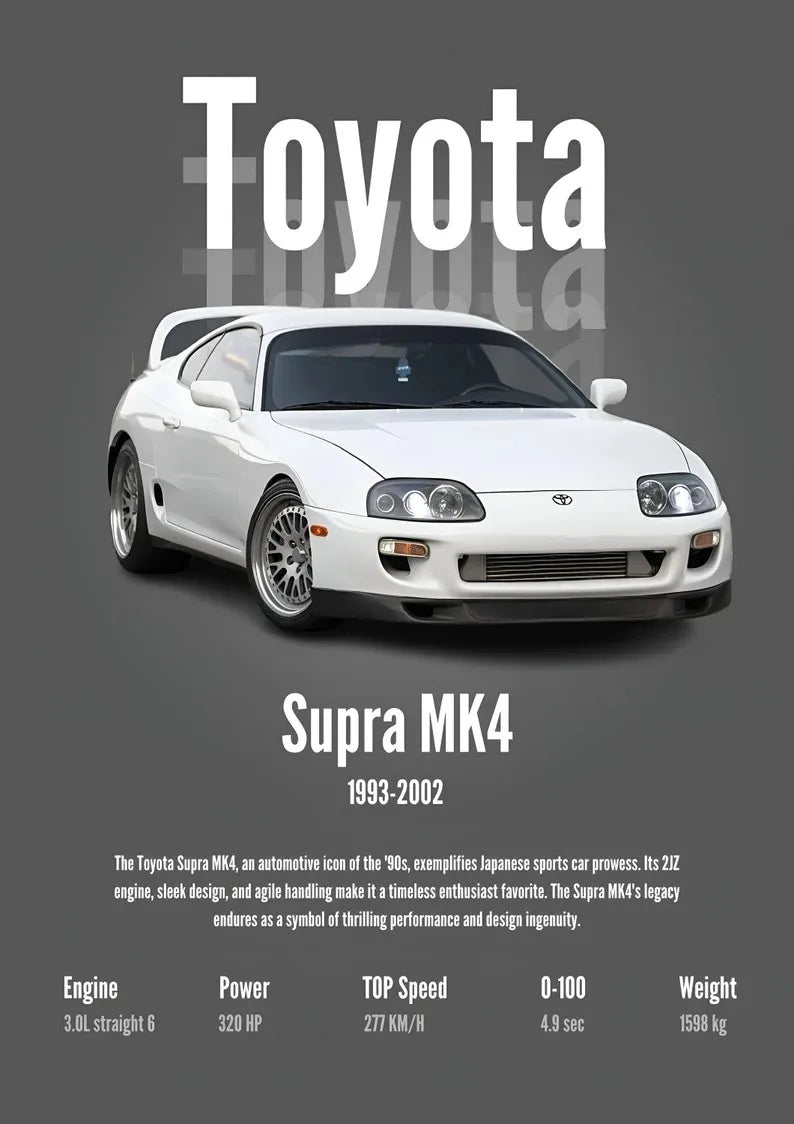 Classic Simple Wall Art Japan Cars Luxury Esthetics Super Sports Car HD Canvas Print Poster Home Living Room Bedroom Decoration