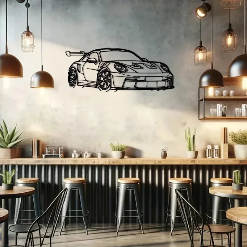 1PC Modern Car Metal Wall Art Iron Vehicle Sculpture Home Decor Sign for Car Enthusiasts