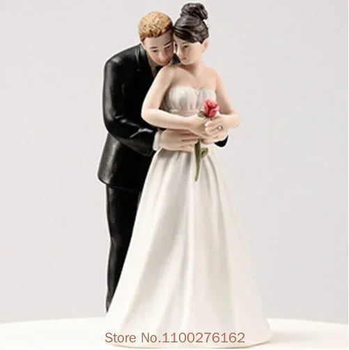 Funny Bride & Groom Wedding Cake Topper – Romantic Resin Couple Figurine Decoration, 8–15cm, Customizable