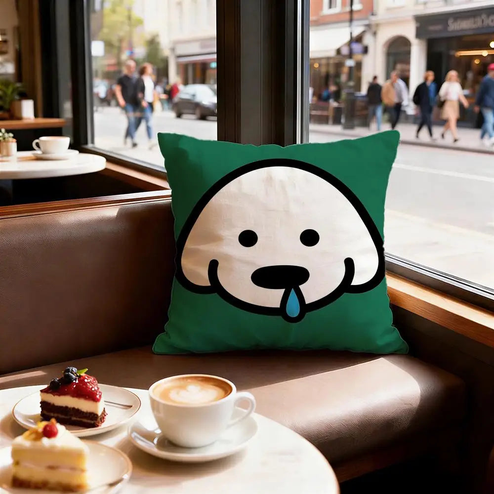 Cute Puppy Meme Cushion Cover, Double-Sided Printed Plush Pillowcase, Square Decorative Throw Pillow Cover for Sofa, Bed, Chair, Car, Office & Living Room Decor