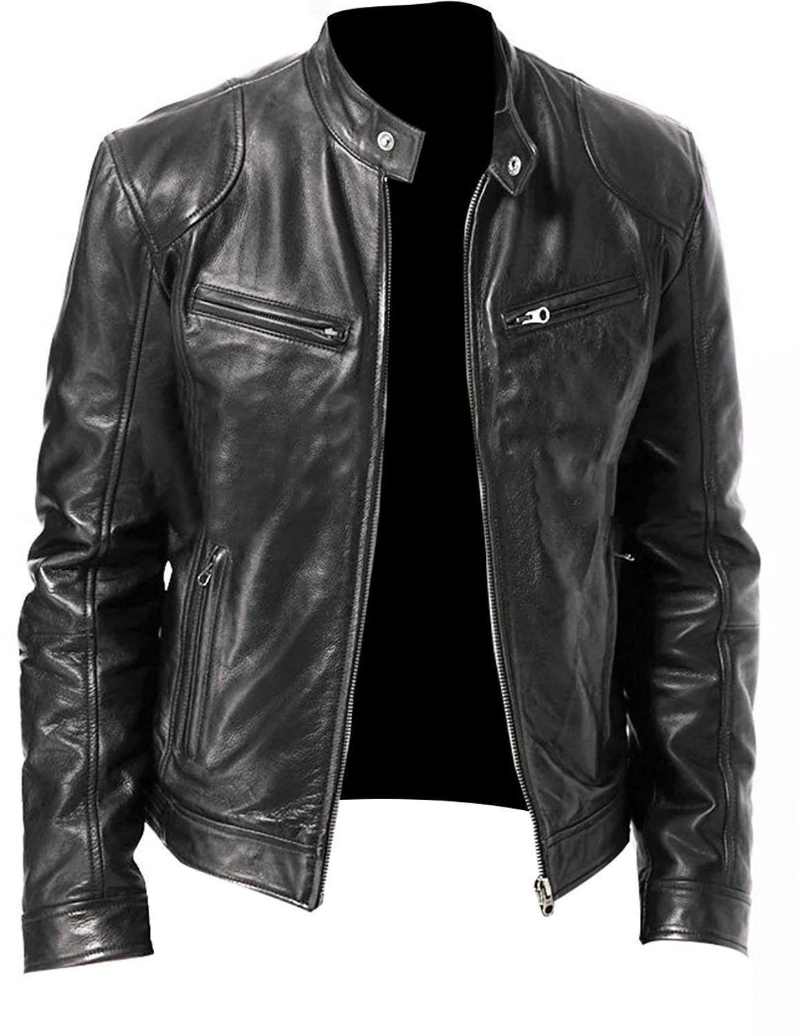 Men's Leather Jacket Bomber Motorcycle Biker Pu Leather Casual Loose