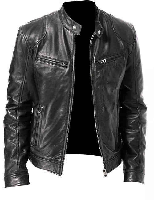 Men's Leather Jacket Bomber Motorcycle Biker Pu Leather Casual Loose