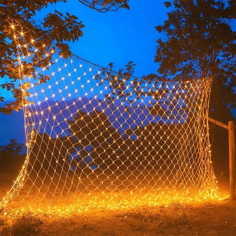 LED Net String Lights 1.5×1.5M–3×3M, 8 Lighting Modes Mesh Curtain Lights, White Warm White & Multicolor Christmas Lights for Wedding, Party, Halloween & New Year Decor