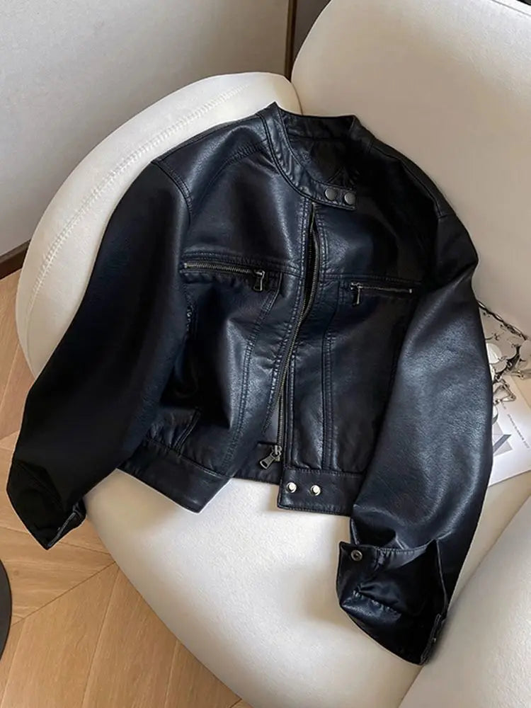 American Locomotive Clothing Short PU Leather Jacket Women's 2026