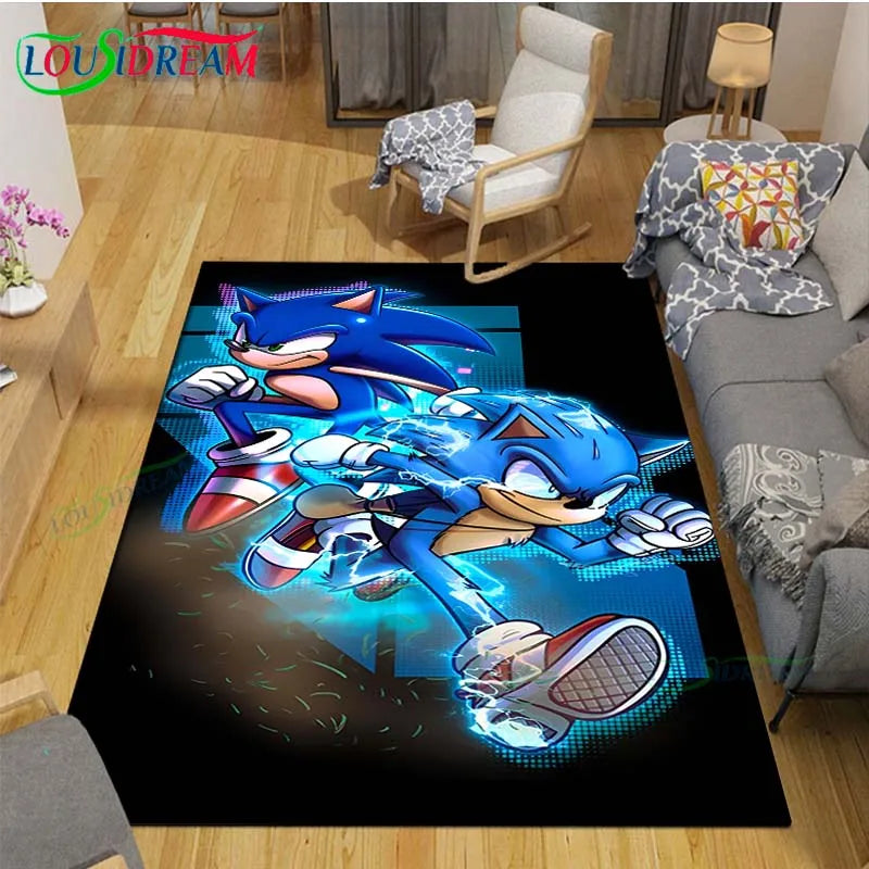 3D Cartoon Area Rug, Printed Polyester Crystal Velvet Carpet with Non-Slip Backing, Cute Kids Bedroom & Living Room Mat for Playroom, Nursery, Home & Decor