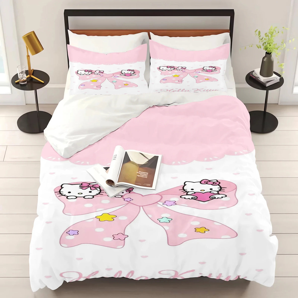 Hello Kitty Duvet Cover Set – Sanrio Printed Cartoon Bedding with Pillowcase, Cute Bedroom Decor & Christmas Gift