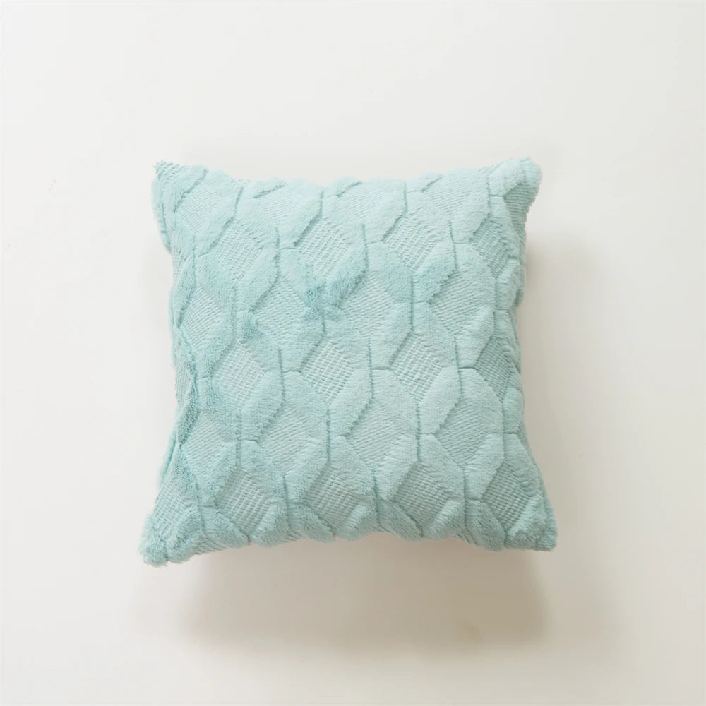 Plush Cushion Cover 45×45cm, Nordic Geometric Decorative Pillowcase, Solid Woven Throw Pillow Cover for Sofa, Living Room, Bedroom, Chair & Home Decor