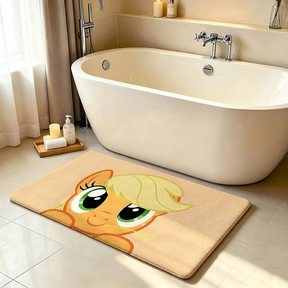 My Little Pony Kawaii Anime Rug, Cute Cartoon Polyester Floor Mat with Anti-Slip Backing, Soft Absorbent Carpet for Bathroom, Bedroom, Living Room & Entryway