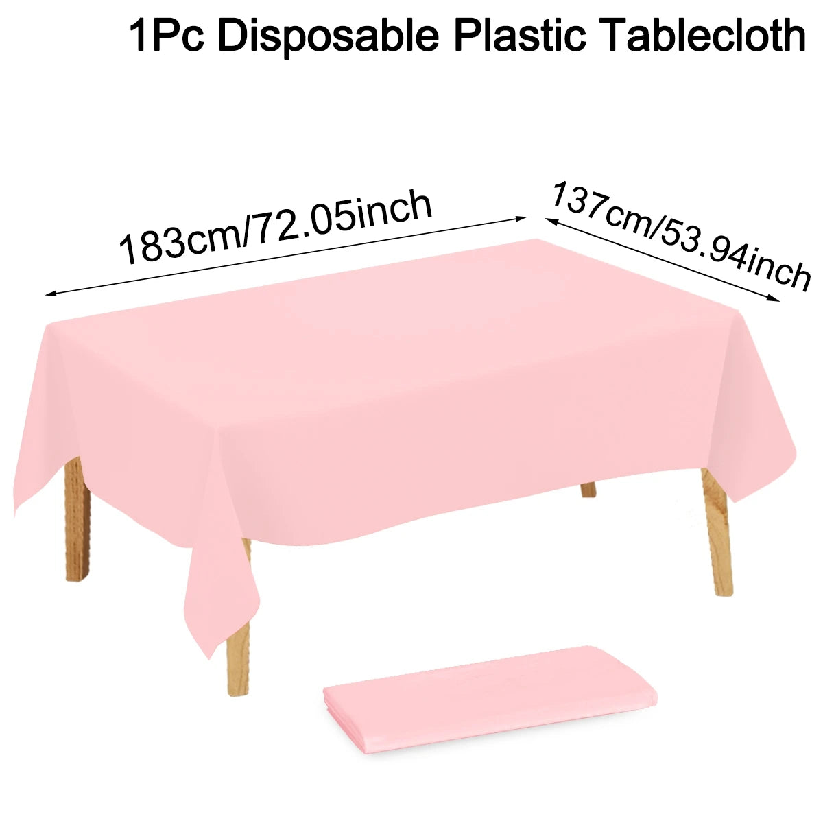 Pink Plastic Tablecloth 183×137cm, Solid Color Disposable Table Cover for Wedding, Birthday Party & Girls’ Party Decor, Dining Table Decoration & Event Supplies