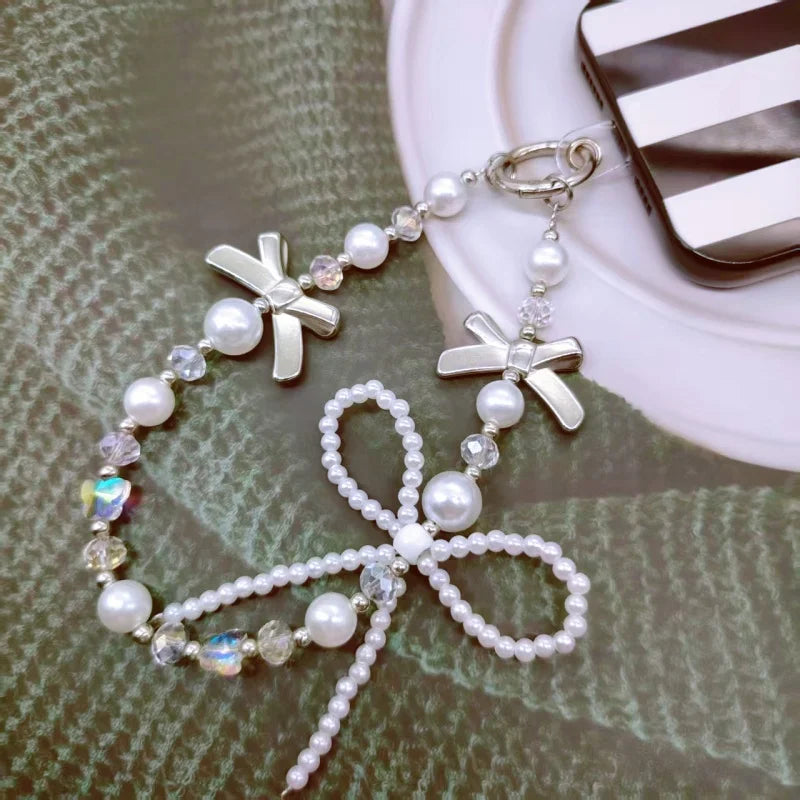 Holiday Party Gift Accessories, Pearl Bow Bead Chain Charms for Bags, Keychains, Phone Cases & Pendants, Decorative Party Favor for Family & Friends