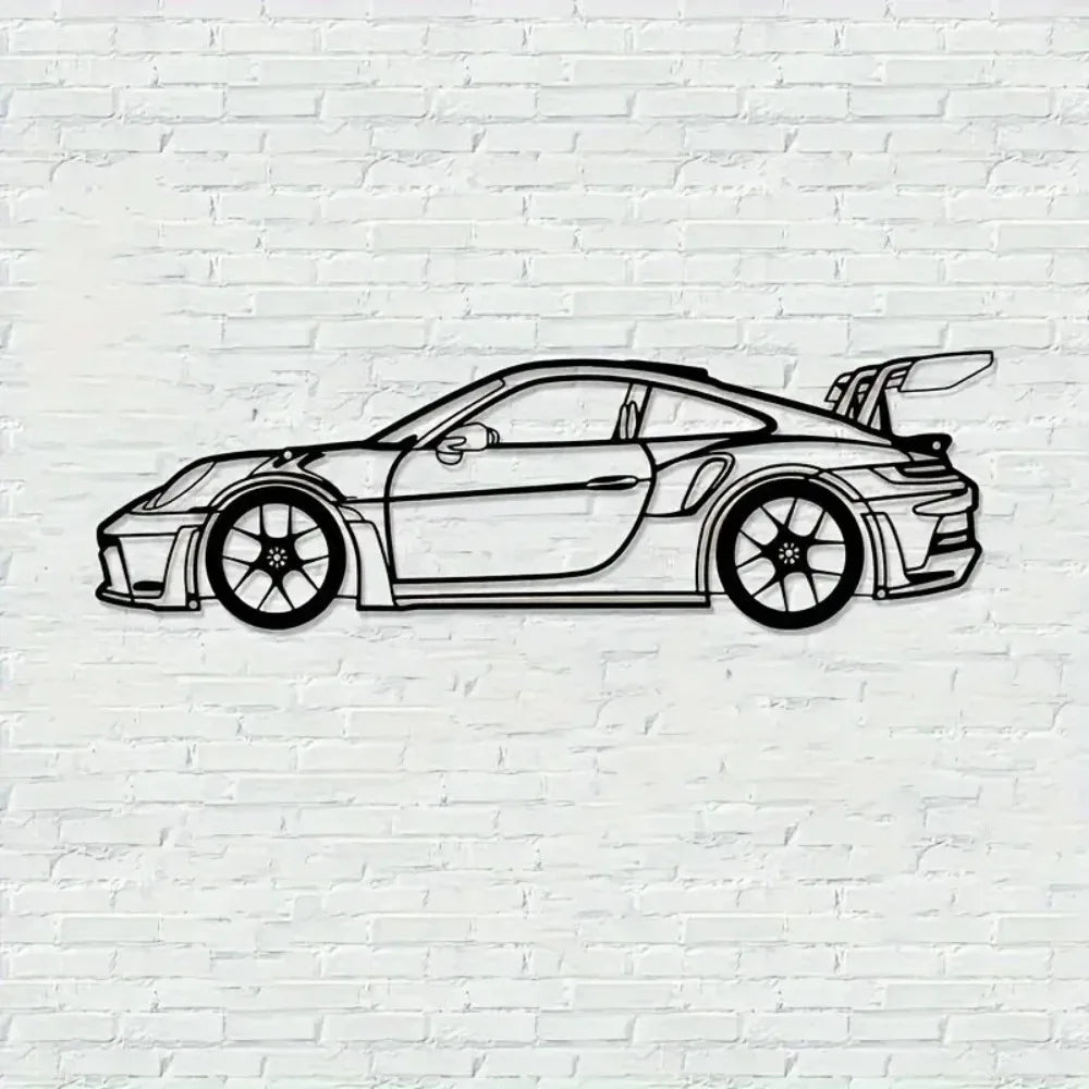 1pc 911 Sports Car Silhouette Metal Wall Art – Contemporary Design for Automobile Enthusiasts