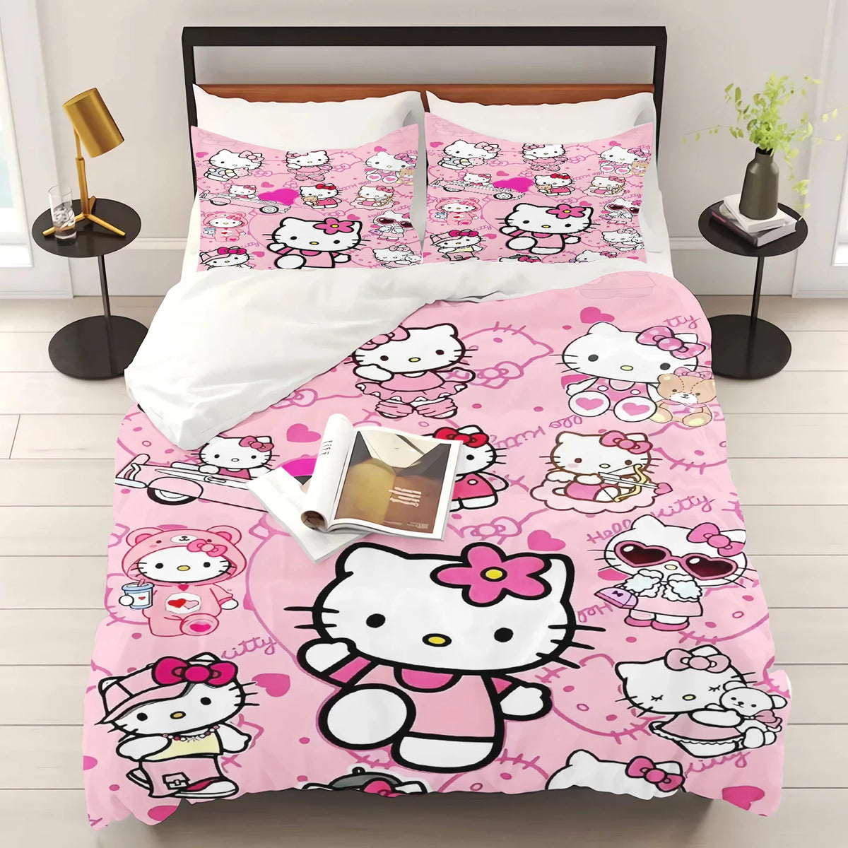 Hello Kitty Duvet Cover Set – Sanrio Printed Cartoon Bedding with Pillowcase, Cute Bedroom Decor & Christmas Gift