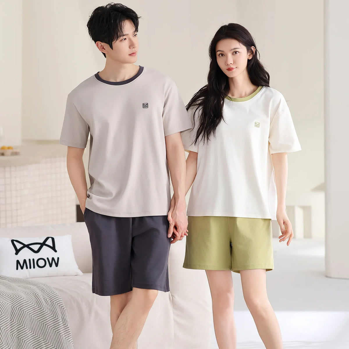 Summer Sleep Lounge Pajama Short-Sleeved Women's Pajama Set Cartoon Pyjamas Pure Cotton Couple Sleepwear Home Fashion