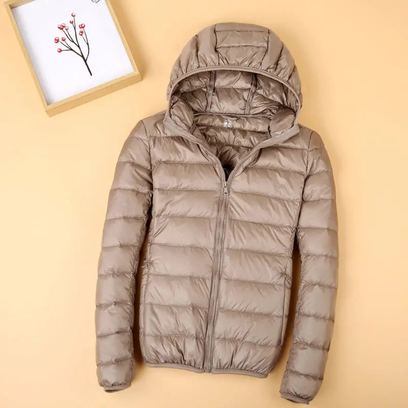 Autumn and Winter Women's Hooded Down Jacket 2026 New Simple Fashion Solid Color Elegant Commuter Mother Outdoor Jacket