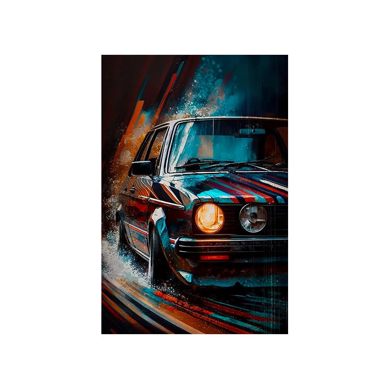 Modern Sports Car Graffiti Canvas Painting Luxury Retro Racing Poster Print Abstract Supercar Wall Art Living Room Home Decor
