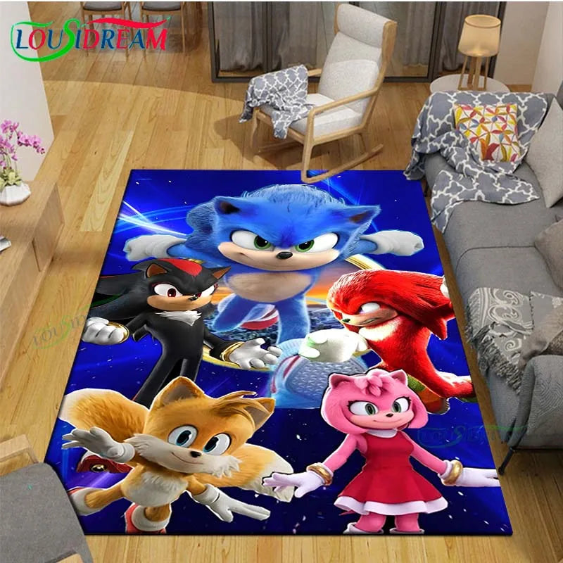 3D Cartoon Area Rug, Printed Polyester Crystal Velvet Carpet with Non-Slip Backing, Cute Kids Bedroom & Living Room Mat for Playroom, Nursery, Home & Decor