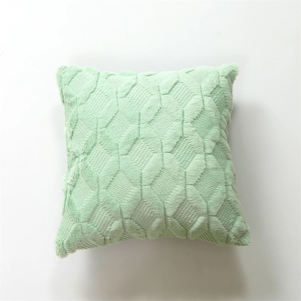 Plush Cushion Cover 45×45cm, Nordic Geometric Decorative Pillowcase, Solid Woven Throw Pillow Cover for Sofa, Living Room, Bedroom, Chair & Home Decor