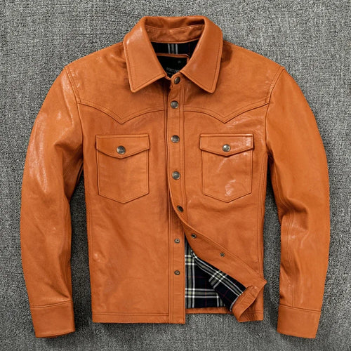 Men's Genuine Sheepskin Leather Jacket – Slim-Fit Motorcycle & Casual Coat
