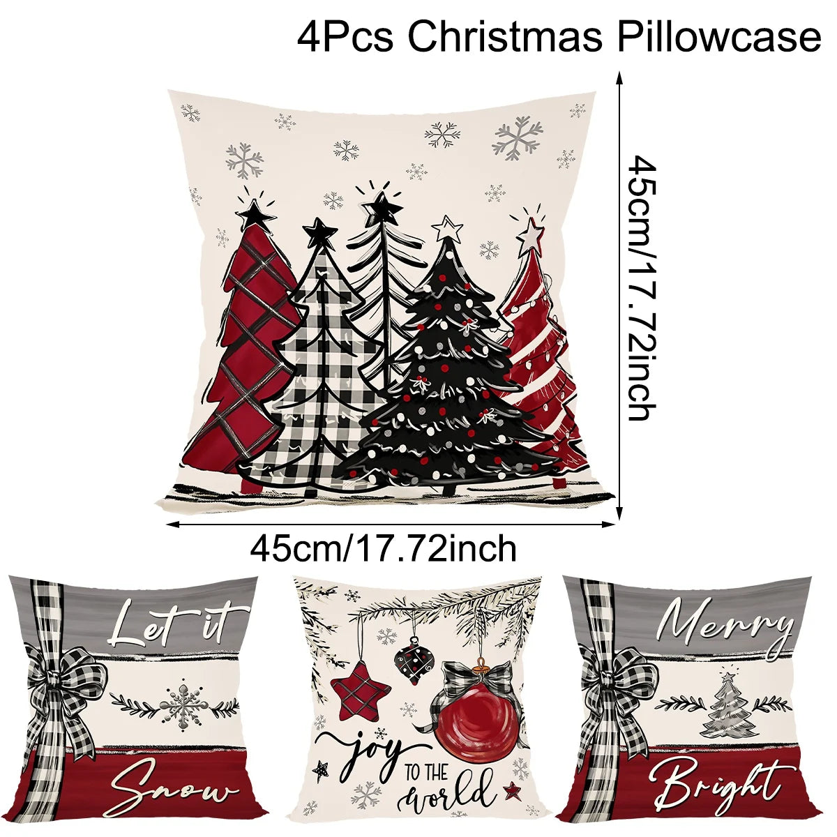 Merry Christmas Decorative Pillow Cover, Festive Throw Pillowcase for Bedroom, Sofa & Living Room, Holiday Cushion Cover for Christmas Home Decor