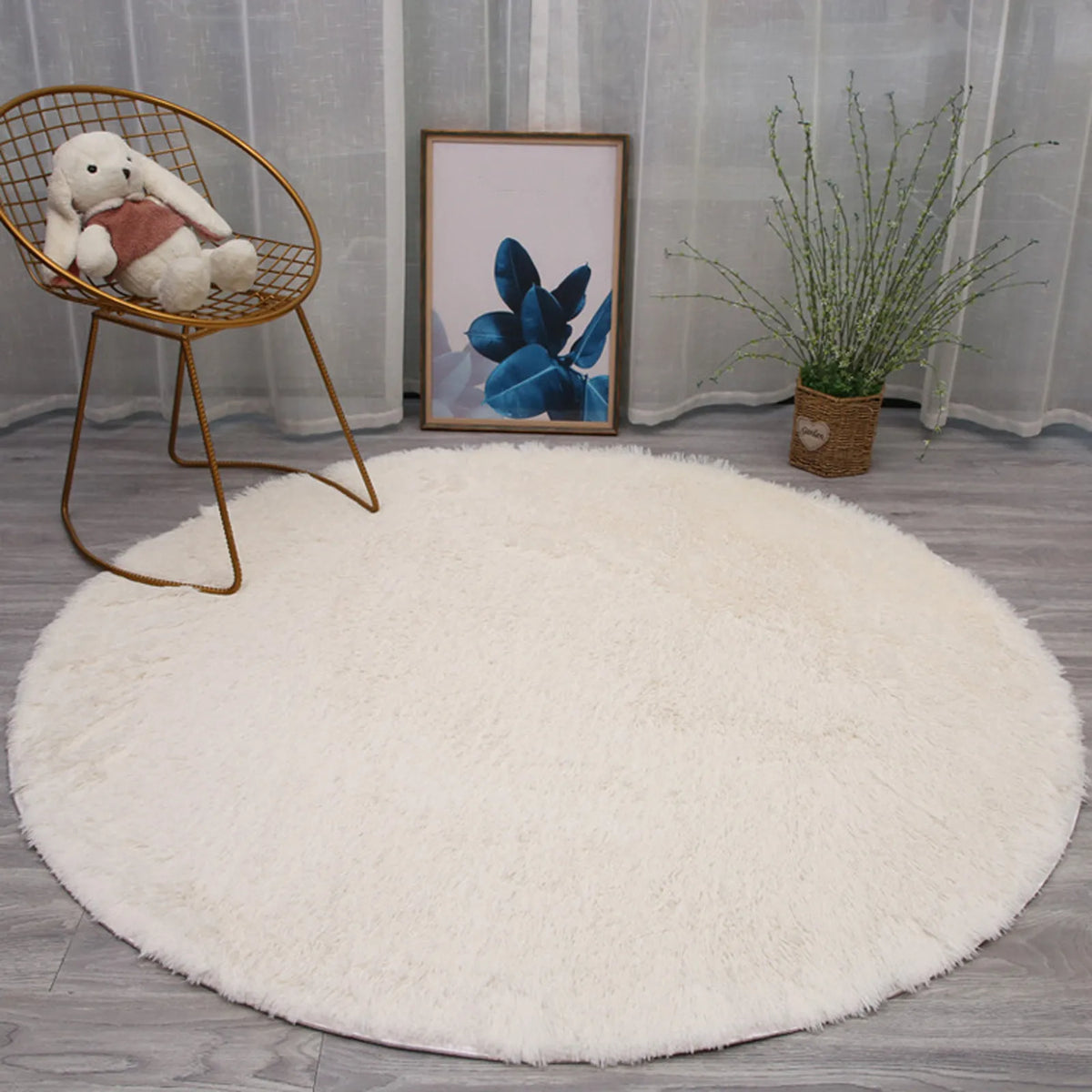 Faux Sheepskin Rug 40cm, Soft Shaggy Wool-Look Carpet Mat, Non-Slip Plush Floor Rug for Bedroom, Bedside, Living Room & Home Decor