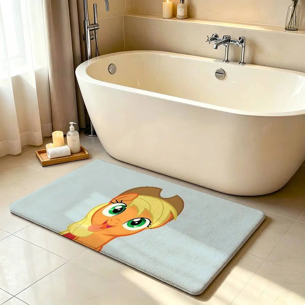 My Little Pony Kawaii Anime Rug, Cute Cartoon Polyester Floor Mat with Anti-Slip Backing, Soft Absorbent Carpet for Bathroom, Bedroom, Living Room & Entryway