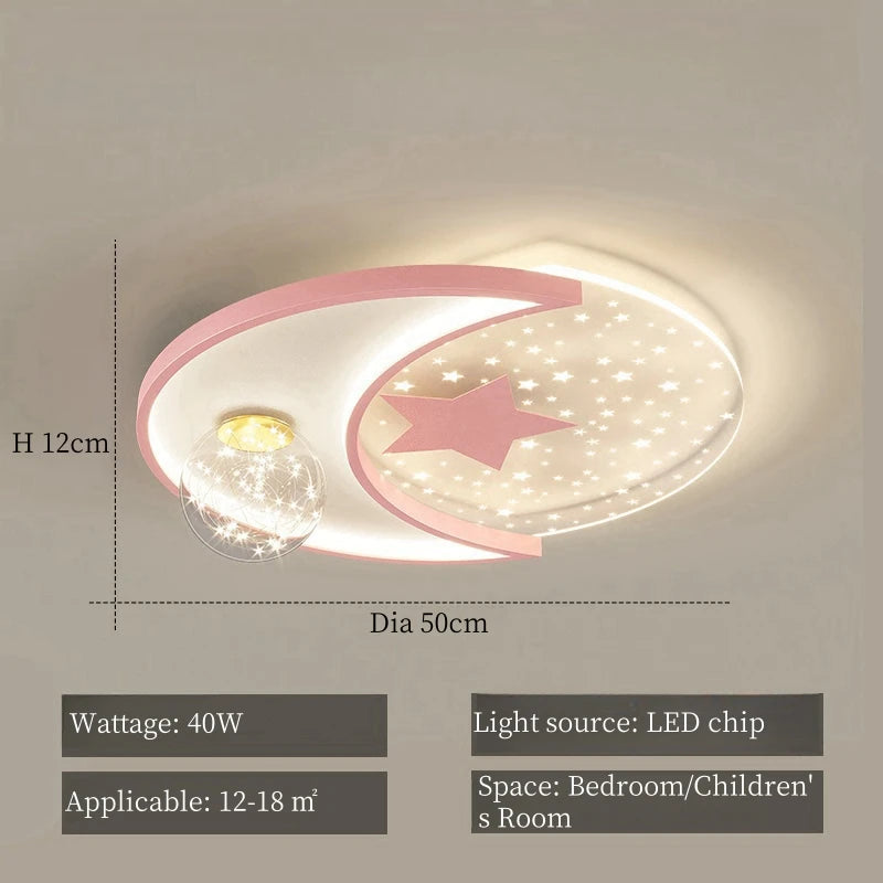 Cute Kids LED Ceiling Light, Modern Star Design Ceiling Lamp with 3-Color Lighting for Girls’ Bedroom, Nursery, Study & Children’s Room Decor