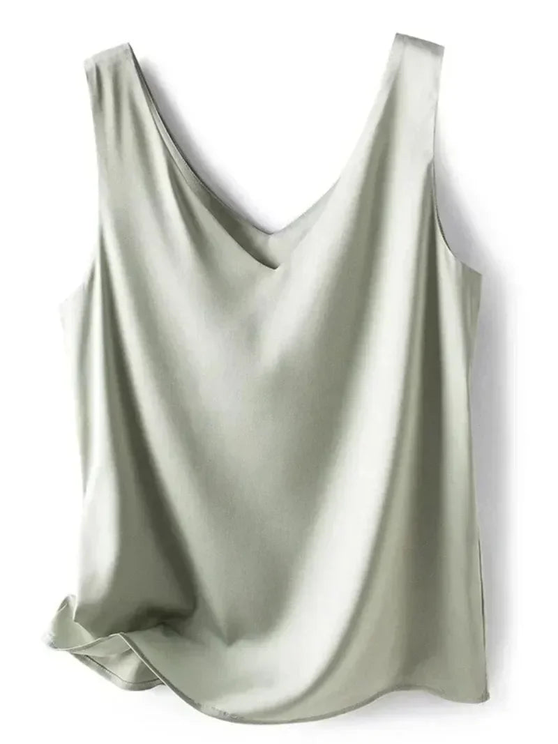 Tank Tops for Women Sleeveless V Neck Satin Silk Camisole Fashion Summer Solid Loose Vest Ladies Tops Streetwear