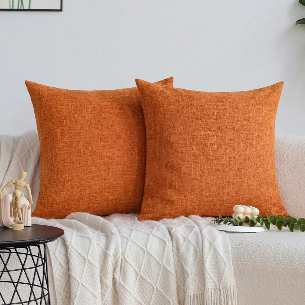 Orange Cushion Cover 45×45cm, Solid Decorative Throw Pillowcase, Woven 100% Polyester Sofa Pillow Cover for Living Room, Bedroom, Chair, Car & Modern Home Decor