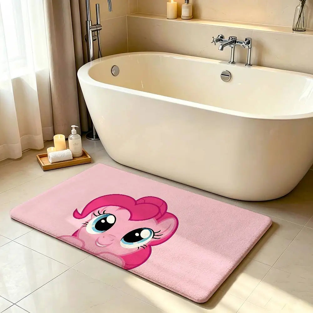 My Little Pony Kawaii Anime Rug, Cute Cartoon Polyester Floor Mat with Anti-Slip Backing, Soft Absorbent Carpet for Bathroom, Bedroom, Living Room & Entryway