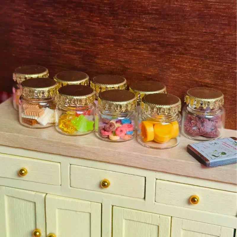 1/10Pcs 1/6 Dollhouse Mini Food Toy Sealed Can Cute And Exquisite Miniature Kitchen Glass Bottle Model With Caps DIY Accessories