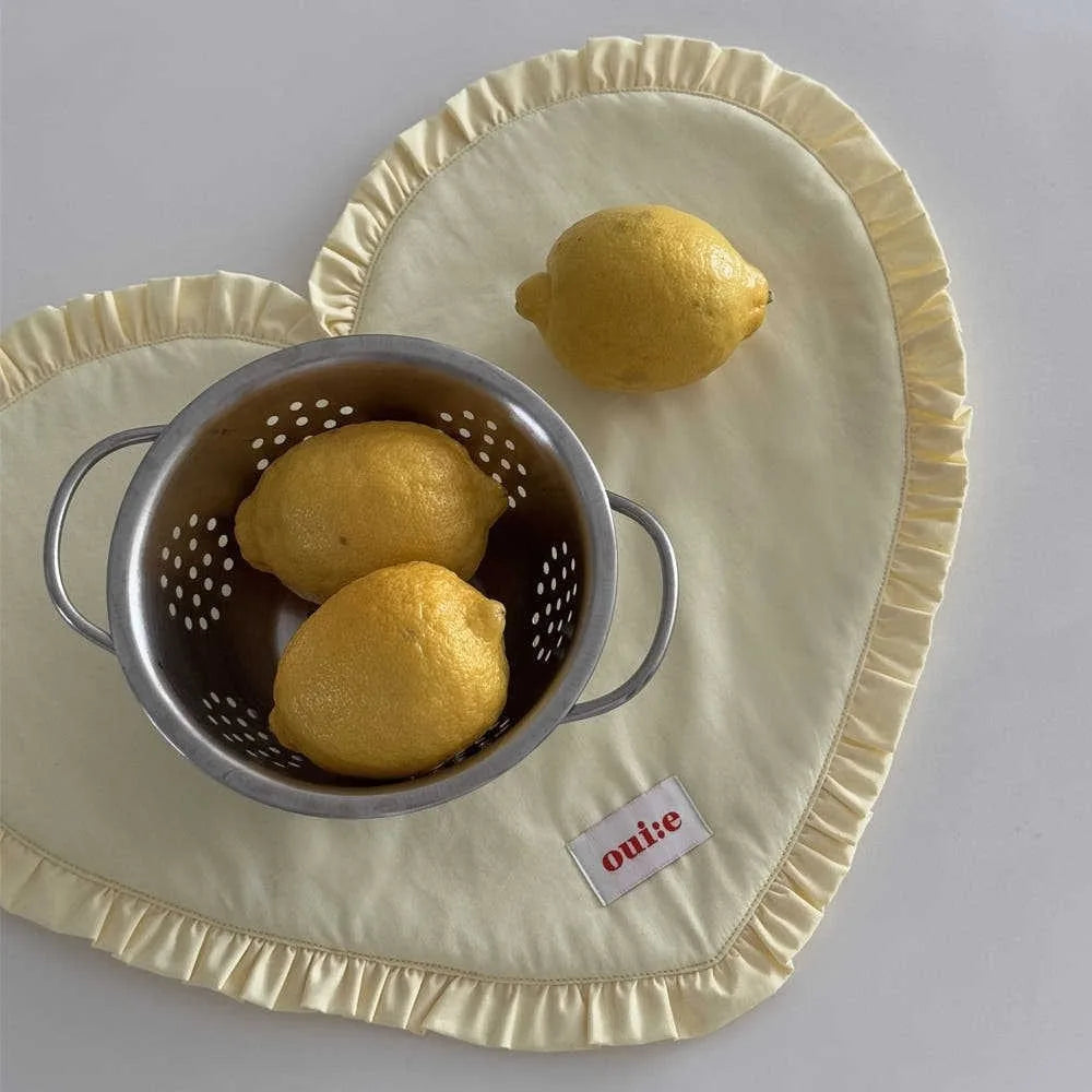 New Heart-shaped Placemats Dining Table Plaid Loving Western Food Mats Decorative Pleated Lace Fabric Coaster Home Decor