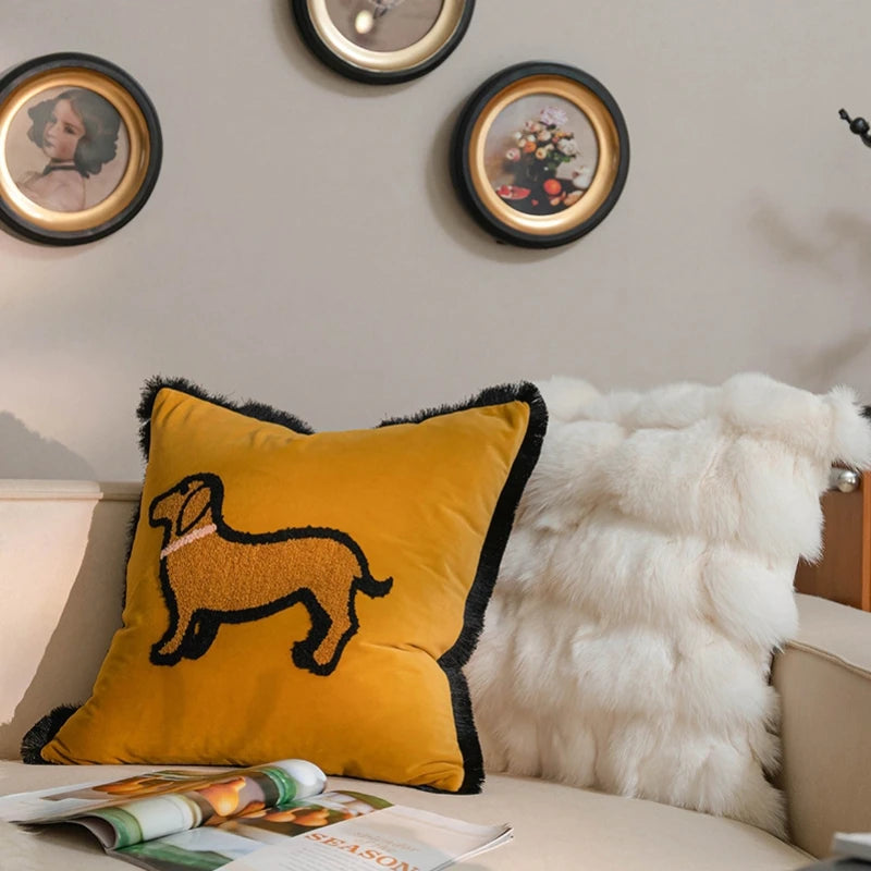 Cute Cat Plush Pillow Cover 45×45cm, Embroidered Cartoon Animal Cushion Case, Soft Decorative Sofa Pillowcase for Living Room, Bedroom, Chair, Bed & Home Decor