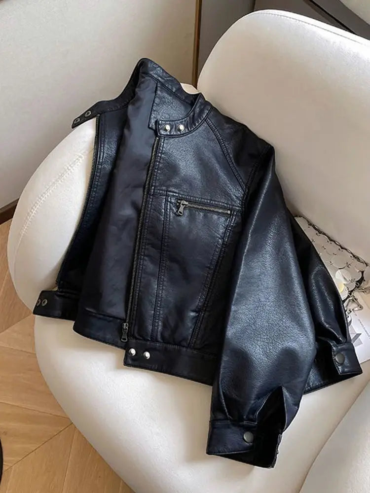 American Locomotive Clothing Short PU Leather Jacket Women's 2026