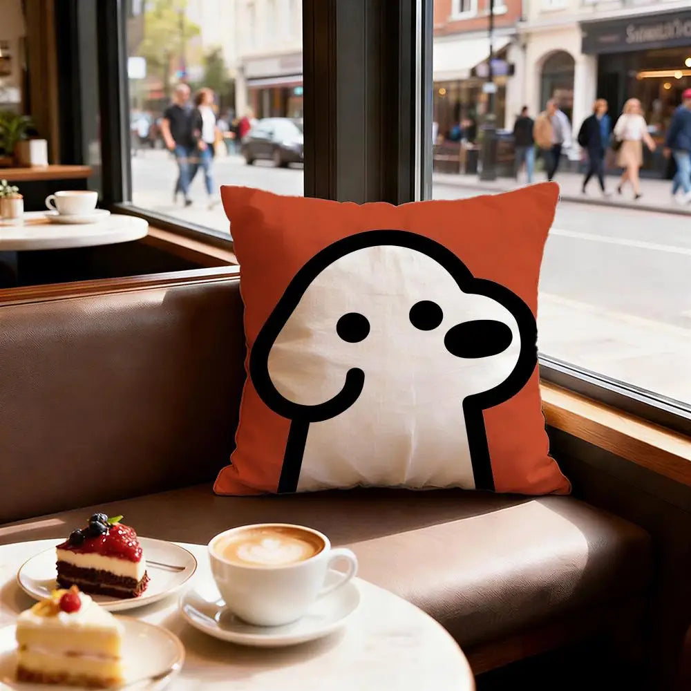 Cute Puppy Meme Cushion Cover, Double-Sided Printed Plush Pillowcase, Square Decorative Throw Pillow Cover for Sofa, Bed, Chair, Car, Office & Living Room Decor