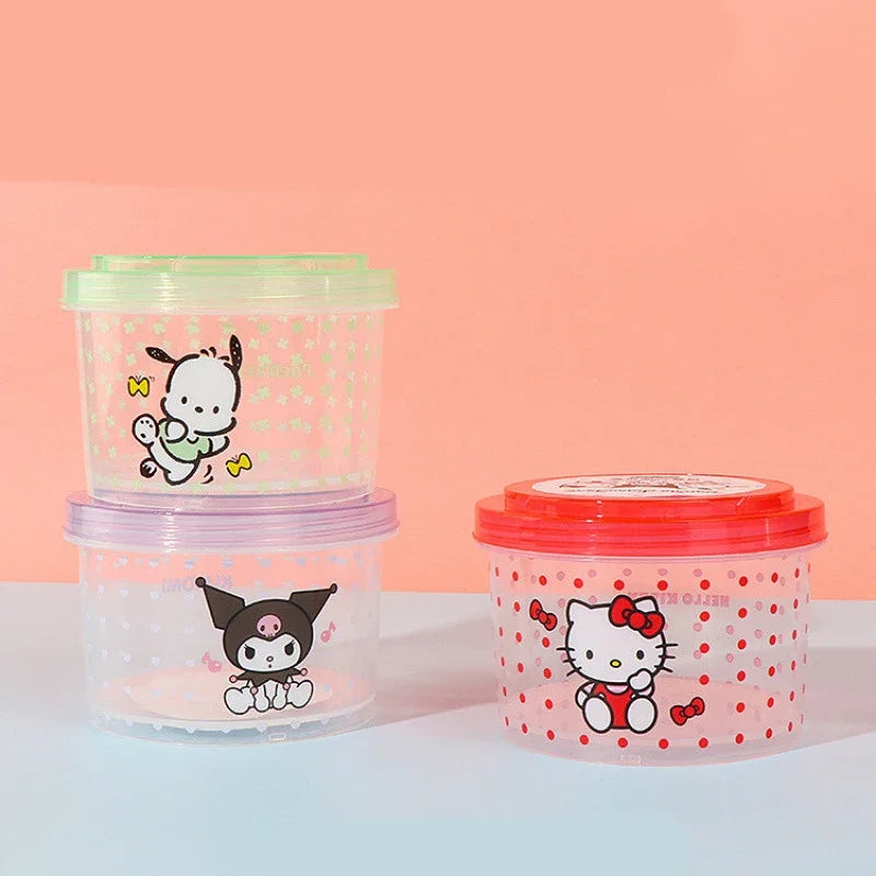 Cute Kitty Stackable Food Container 3 Piece Set Round Bento Box with Lid for Lunch Meal Prep Kitchen Storage Gift