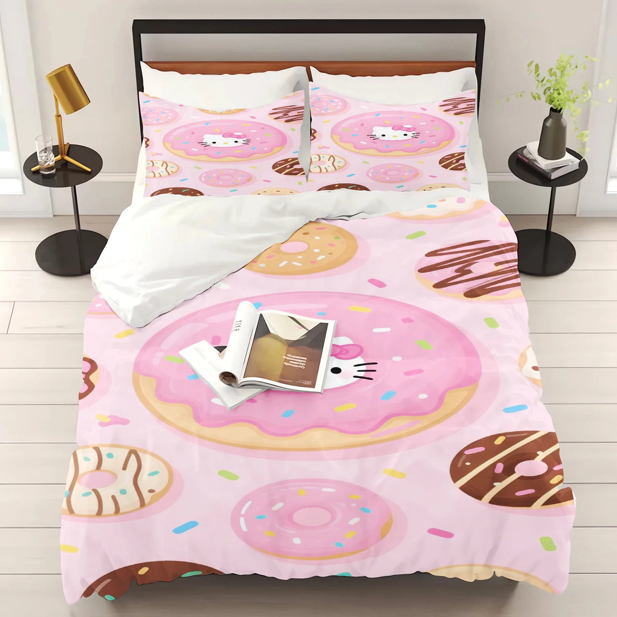 Hello Kitty Duvet Cover Set – Sanrio Printed Cartoon Bedding with Pillowcase, Cute Bedroom Decor & Christmas Gift