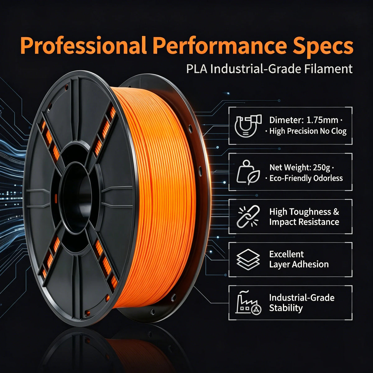 MISCYDER PLA 3D Printer Filament 1.75mm – 250g Solid FDM Printing Filament, High-Precision 3D Printing Material