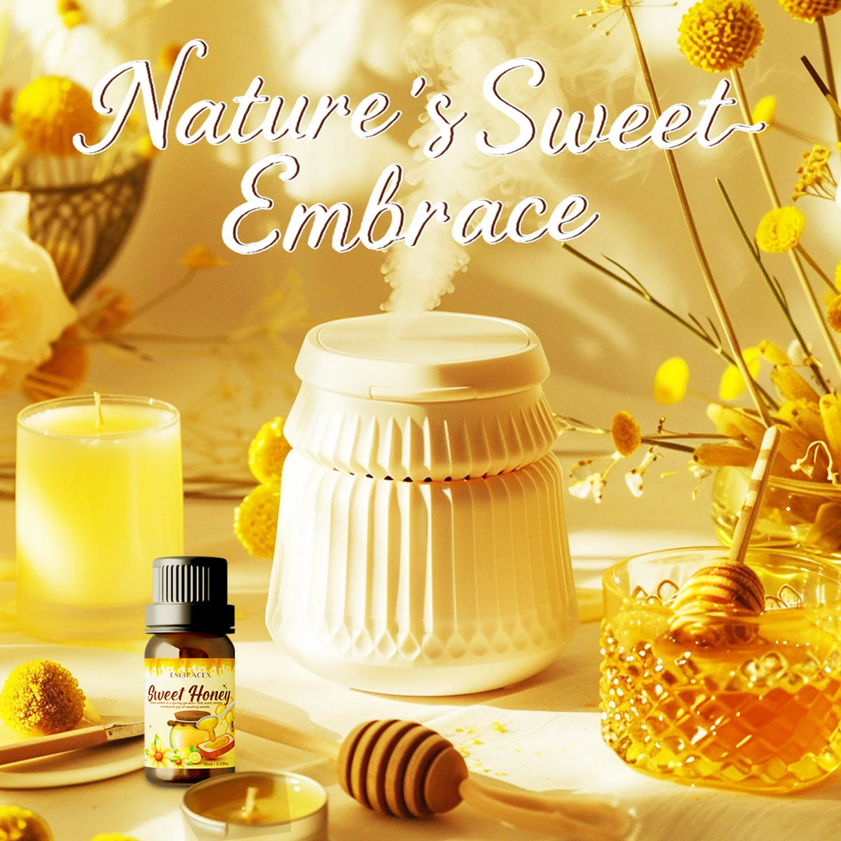 Honey Fragrance Oil 10ml, Long-Lasting Aroma Oil for Diffusers, Humidifiers, Oil Burners & DIY Candles, Home, Car & Holiday Gift