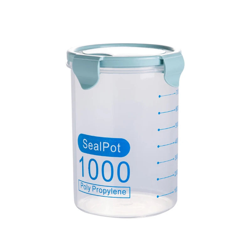 Kitchen Food Storage Canisters With Scale Multigrain Organizer Sealed Jar Plastic Moisture-Proof Can Air-Tight Storage Tank Set