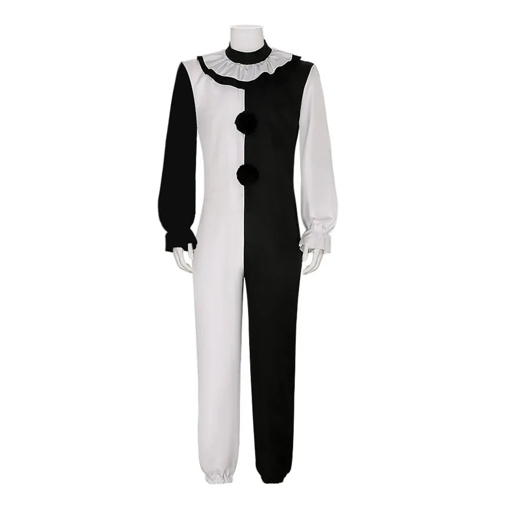 Halloween Black White Clown Couple Costume, Cosplay Role Play Jumpsuit & Dress for Party Carnival