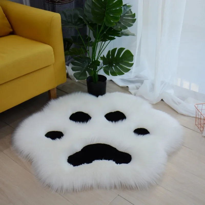 Cat Paw Rug 60–90cm, Soft Plush Polyester Carpet with Anti-Slip PVC Backing, Cute Animal Floor Mat for Living Room, Bedroom & Home Decor