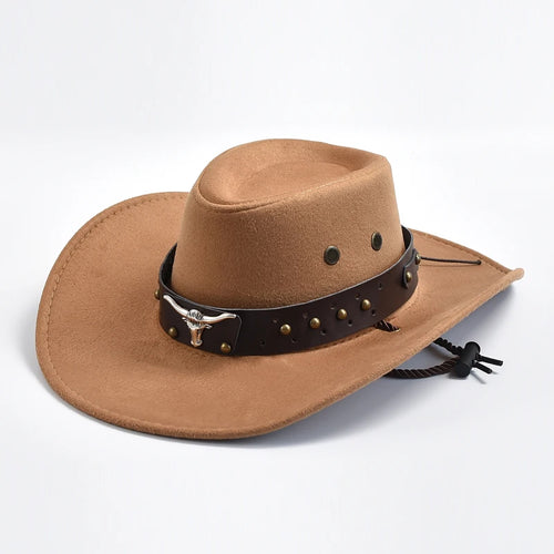 New Artificial Suede Western Cowboy Hats Vintage Big-edge Gentleman