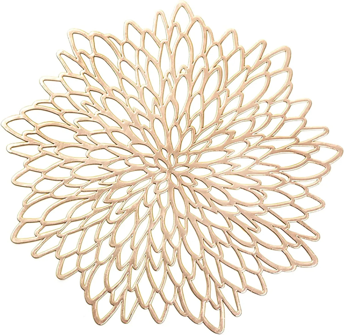 Set of 6 Round PVC Placemats – Wipeable Heat-Resistant Hollow Leaf & Flower Table Mats for Christmas, Thanksgiving, Weddings & Home Dining