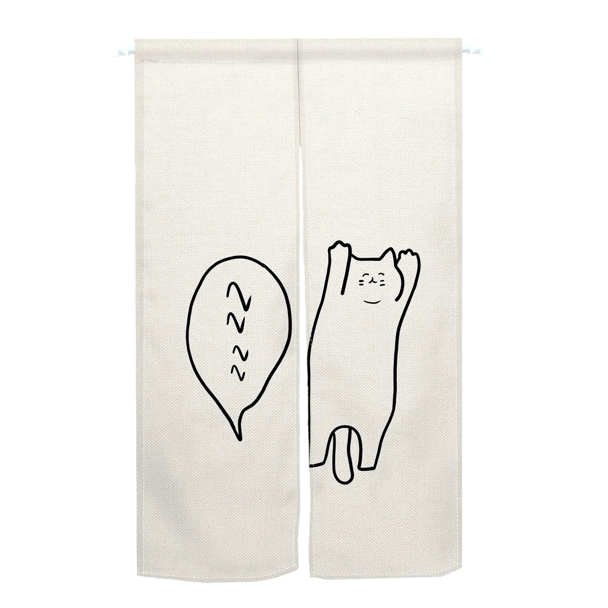 Cute Cat Japanese Noren Door Curtain, Black & White Cartoon Half Curtain for Bedroom, Kitchen & Doorway, 1-Panel Linen Room Divider for Home Decor