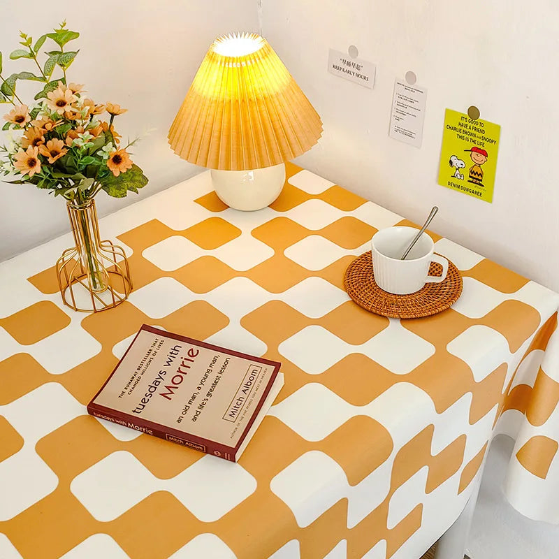 Waterproof Oil-Proof Table Cover – Plaid & Wavy Pattern PEVA-Style Plastic Tablecloth for Dining, Party, BBQ & Outdoor Use