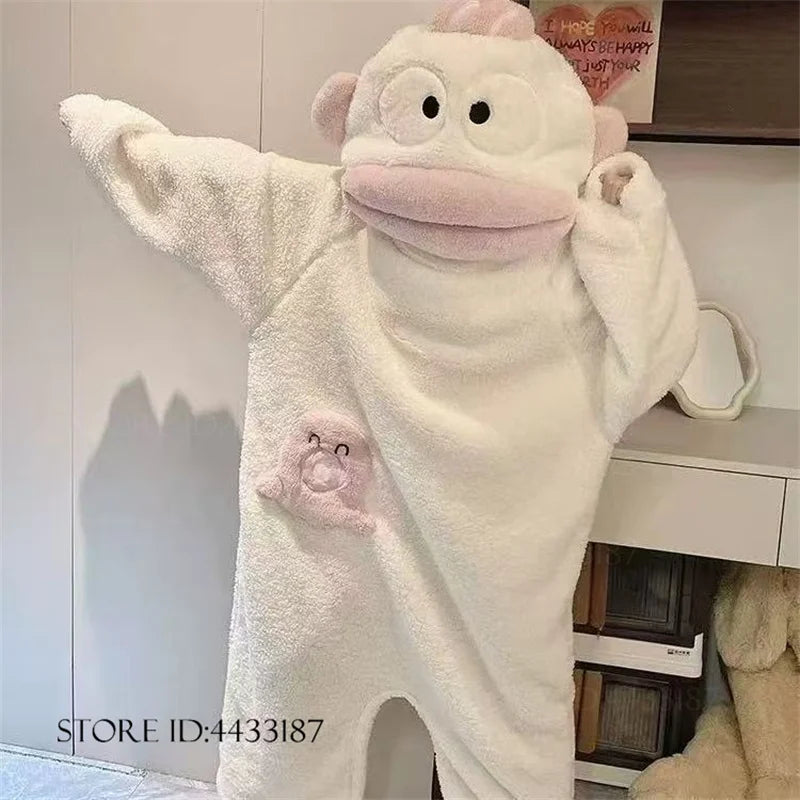 Thicken Flannel Cartoon Pajama Kigurumi Winter New Sleepwear Jumpsuit Halloween Funny Home Clothes Loungewear Cosplay Costume