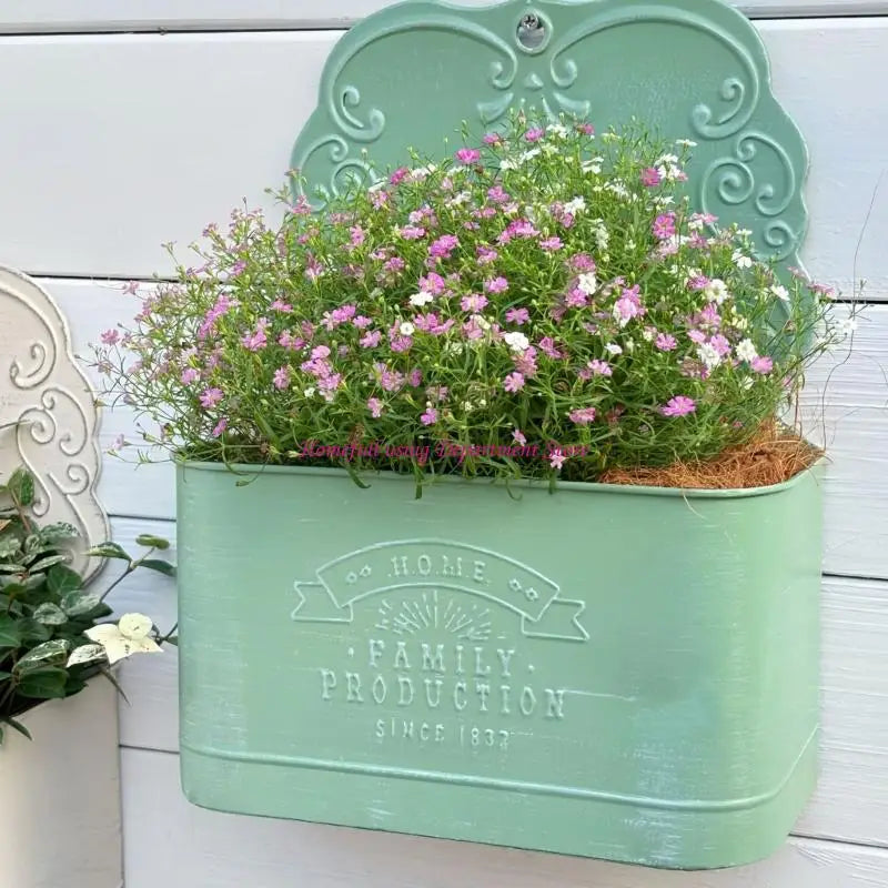 Wall-Mounted Metal Planter Basket 23×11×30.5cm, Iron Hanging Flower Pot Holder & Vertical Plant Display for Balcony, Patio, Living Room, Hallway & Home Decor
