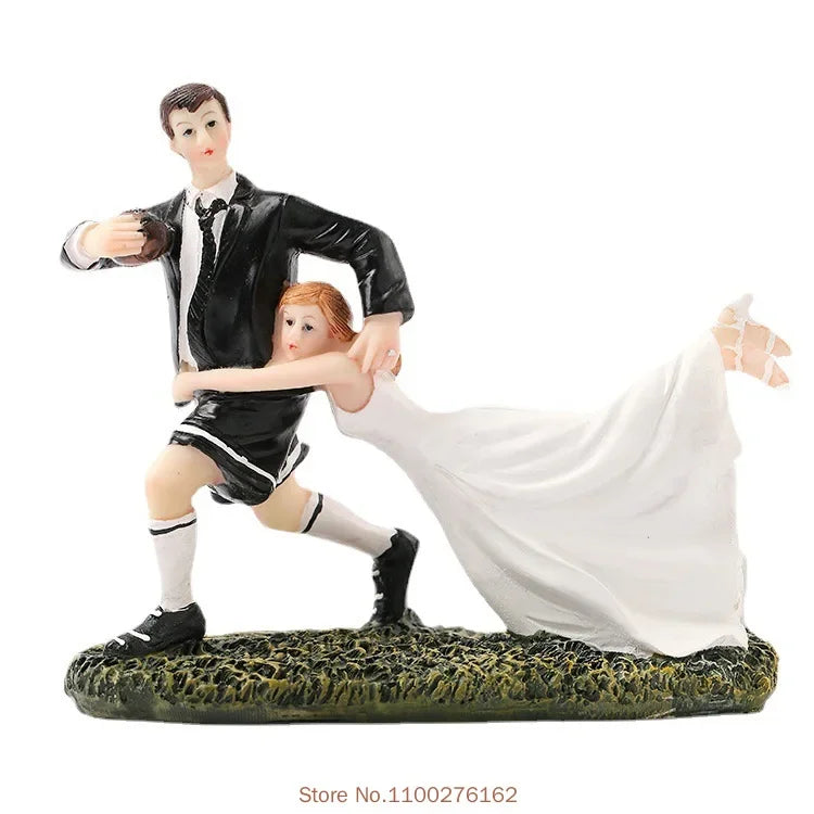 Funny Bride & Groom Wedding Cake Topper – Romantic Resin Couple Figurine Decoration, 8–15cm, Customizable